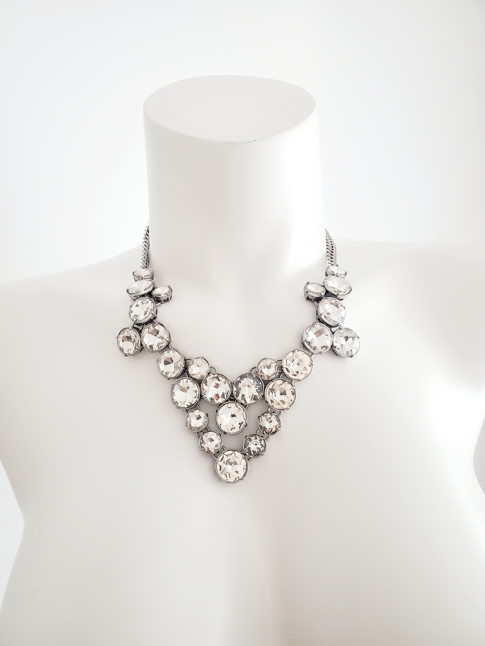 RW&CO. Clear Crystal Cluster V-Necklace - Silver Tone
